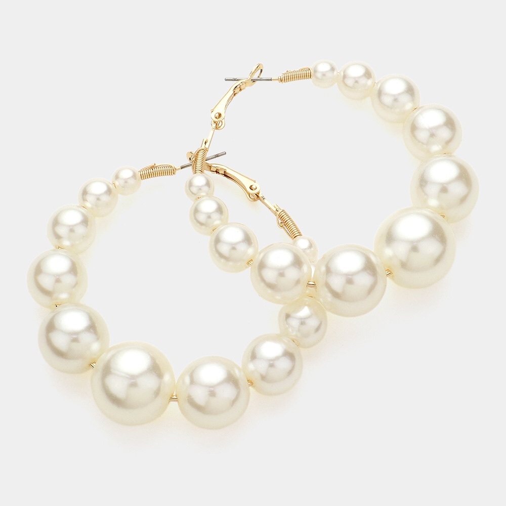 Freshwater Pearl Hoop Statement Earrings